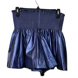 Queen of Sparkles Blue Leather Smocked Swing Shorts Size Medium